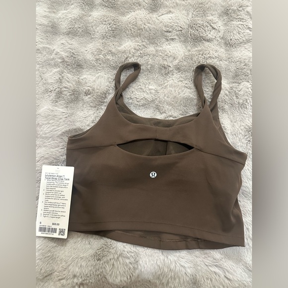 lululemon Align™ Twist-Strap Cropped Tank Top B/C Cup Size Small Walnut Crunch - Picture 5 of 6